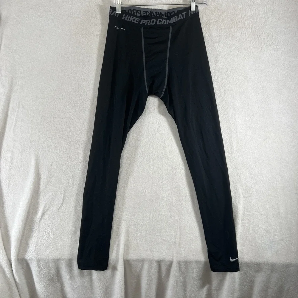 Nike Pro Combat Compression Tights Black Dri-Fit Men's Size L  Fleece Lined